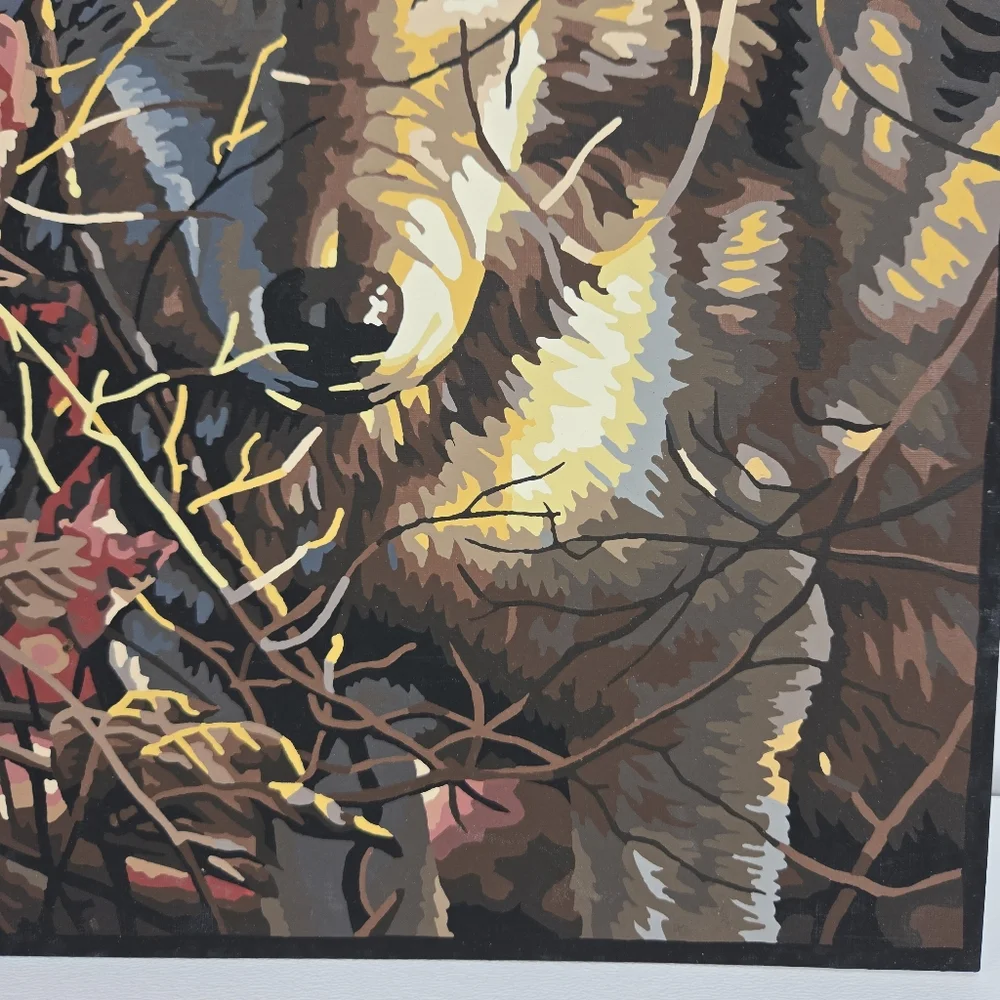 Autumn Wolf Finished Acrylic Painting Paint‎ By Number 14x11 Mystical Whimsical